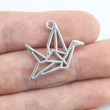 10Pieces 23*30mm Mixed Alloy Antique Silver Color Hollow Lucky Paper Crane Charms Pendant Accessory For DIY Jewelry Making