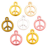 50 colgantes de símbolo de la paz de aleación retro multicolor de 15 x 12 mm J275 