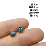 Vintage silver spear black bead spacer and loose bead set, auspicious totem flower holder Buddha head accessory, DIY bracelet necklace cultural jewelry accessory