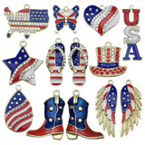 1 American Independence Day USA flag pendant DIY earrings, star cross flag alloy resin pendant
