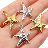 10pc  2-color 1.2g small starfish, 19*23mm, popular DIY alloy hollow-out, charming handmade necklace, marine jewelry pendant accessory