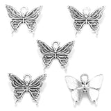 50 piezas de 18 x 15 mm, accesorio de joyería de aleación para bricolaje, colgante de mariposa D2137 