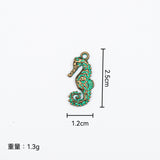 10pc Antique green and blue cross-shaped heart-shaped seahorse pendant DIY jewelry accessory vintage earring accessory