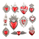11 European and American cross-border personality retro gothic peach heart wings alloy earrings necklace jewellery accessories