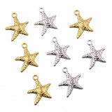 10pc  2-color 1.2g small starfish, 19*23mm, popular DIY alloy hollow-out, charming handmade necklace, marine jewelry pendant accessory