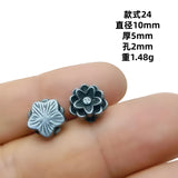 Vintage silver spear black bead spacer and loose bead set, auspicious totem flower holder Buddha head accessory, DIY bracelet necklace cultural jewelry accessory