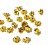 5x8.3mm 100-piece alloy golden hollow-out eight-petaled flower bead holder flower hat spacer bead accessory h6010