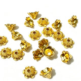 5x8.3mm 100-piece alloy golden hollow-out eight-petaled flower bead holder flower hat spacer bead accessory h6010