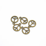 50 colgantes de símbolo de la paz de aleación retro multicolor de 15 x 12 mm J275 