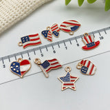 1 American Independence Day USA flag pendant DIY earrings, star cross flag alloy resin pendant