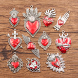 11 European and American cross-border personality retro gothic peach heart wings alloy earrings necklace jewellery accessories