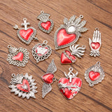 11 European and American cross-border personality retro gothic peach heart wings alloy earrings necklace jewellery accessories