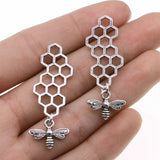 10pcs 45x15mm Alloy Charm Honeycomb Bee Pendant Crafts EF3960