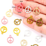 50 colgantes de símbolo de la paz de aleación retro multicolor de 15 x 12 mm J275 
