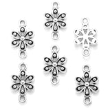 100 x Tibetan Silver Tone Flower Connector Charms for Bracelet Jewellery Making  Q1155