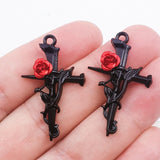 10PC 38*23MM Vintage Rose Thorn Cross Pendant Alloy Jewelry Accessories for Cross-border E-commerce