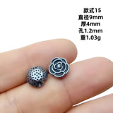 Vintage silver spear black bead spacer and loose bead set, auspicious totem flower holder Buddha head accessory, DIY bracelet necklace cultural jewelry accessory