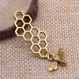10pcs 45x15mm Alloy Charm Honeycomb Bee Pendant Crafts EF3960