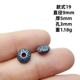 Vintage silver spear black bead spacer and loose bead set, auspicious totem flower holder Buddha head accessory, DIY bracelet necklace cultural jewelry accessory