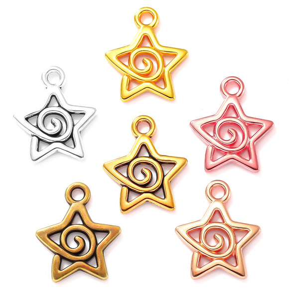 DIY alloy jewelry accessories, hollowed-out five-pointed star pendants. They can be used as decorative pendants for bracelets, keychains and other ornaments. ef4769