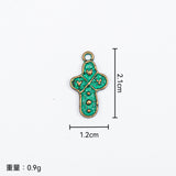 10pc Antique green and blue cross-shaped heart-shaped seahorse pendant DIY jewelry accessory vintage earring accessory