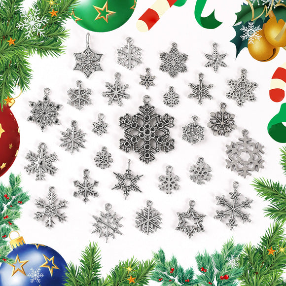 DIY jewelry accessories, vintage alloy jewelry, antique silver jewelry, Santa Claus, snowflakes, Christmas tree pendant ornaments.