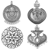 1pc Tibetan Silver Vintage Zinc Alloy Antique Silver Pendant Accessory Ethnic Siberian Style Ornament Pendant
