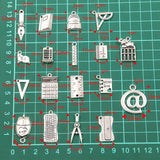 19 cross-border creative DIY alloy jewellery gadgets school supplies charm schoolbag ruler stationery pendant