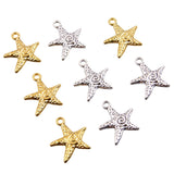 10pc  2-color 1.2g small starfish, 19*23mm, popular DIY alloy hollow-out, charming handmade necklace, marine jewelry pendant accessory