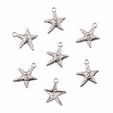 10pc  2-color 1.2g small starfish, 19*23mm, popular DIY alloy hollow-out, charming handmade necklace, marine jewelry pendant accessory