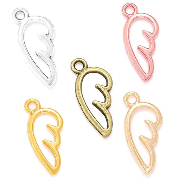 100pc 17 * 7mm alloy accessory with hollowed out wings and wing pendant D453