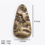 2pc 48x24mm Vintage DIY jewelry multi-colored irregular necklace alloy pendant