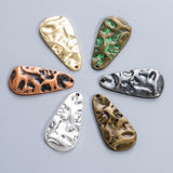 2pc 48x24mm Vintage DIY jewelry multi-colored irregular necklace alloy pendant