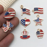 1 American Independence Day USA flag pendant DIY earrings, star cross flag alloy resin pendant