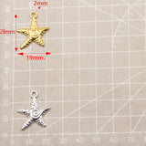 10pc  2-color 1.2g small starfish, 19*23mm, popular DIY alloy hollow-out, charming handmade necklace, marine jewelry pendant accessory