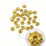 6.8mm 100-piece alloy golden five-leaf flower base bead spacer handmade bead string h6008