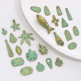 10pc Alloy DIY jewelry accessories, ancient green and smudged green earrings, pendants, creative bracelets, necklaces, small pendants
