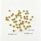 3mm 100-piece alloy golden smooth-surface spacer bead, bead accessory, round through-hole, small golden bead, loose bead, h6012