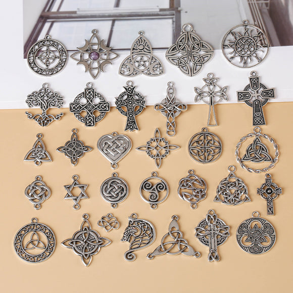 Vintage style Celtic knot pendant, six-pointed star cross pendant, DIY necklace, personalised minimalist jewellery accessories