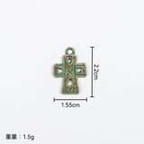 10pc Antique green and blue cross-shaped heart-shaped seahorse pendant DIY jewelry accessory vintage earring accessory