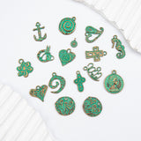 10pc Antique green and blue cross-shaped heart-shaped seahorse pendant DIY jewelry accessory vintage earring accessory