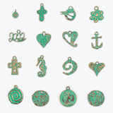 10pc Antique green and blue cross-shaped heart-shaped seahorse pendant DIY jewelry accessory vintage earring accessory