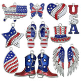 1 American Independence Day USA flag pendant DIY earrings, star cross flag alloy resin pendant