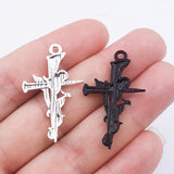 10PC 38*23MM Vintage Rose Thorn Cross Pendant Alloy Jewelry Accessories for Cross-border E-commerce