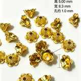 5x8.3mm 100-piece alloy golden hollow-out eight-petaled flower bead holder flower hat spacer bead accessory h6010