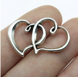10pcs 32x25mm Alloy Charm Double heart Pendant For DIY Jewelry EF3859