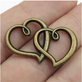 10pcs 32x25mm Alloy Charm Double heart Pendant For DIY Jewelry EF3859