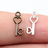 40pcs 15x6mm 2 Colors Antique Bronze Color Antique Silver Color Love Key Charms For DIY Jewelry Making