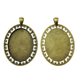 3pcs Fit 30x40mm 2 Colors Oval Side Perforation Style Cameo Cabochon Base Setting For DIY Jewelry Making