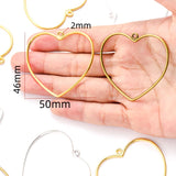 5pcs 5 Color Hollow heart shaped Charm for Necklace earring Keyring Pendant  DIY Handmade Jewelry Accessories 46*50mm A130
